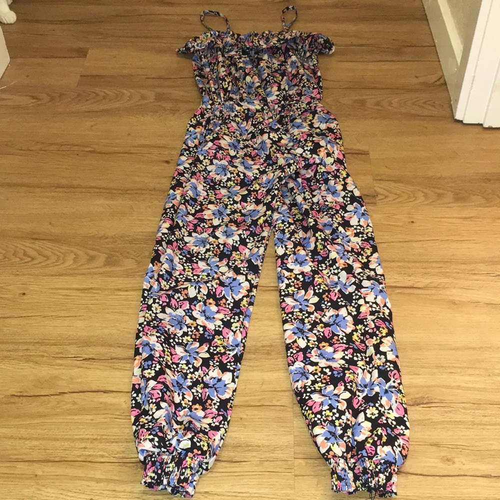 Floral romper with spaghetti straps